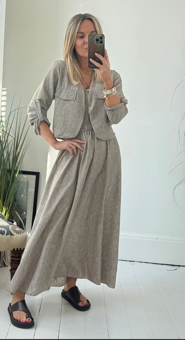 Women's Short Cardigan Suspender Skirt 2-piece Set